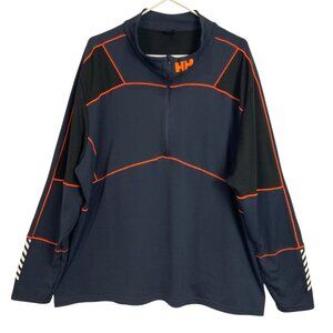 Helly Hansen HH Quarter Zip Pullover Long Sleeve Shirt Navy Orange Stitch Sz 4XL